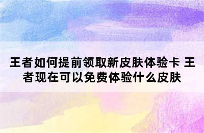 王者如何提前领取新皮肤体验卡 王者现在可以免费体验什么皮肤